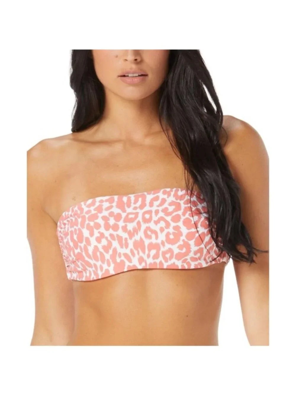 🆕CARMEN MARC VALVO Reversible Bandeau Bikini Swimsuit Melon Cheetah Small